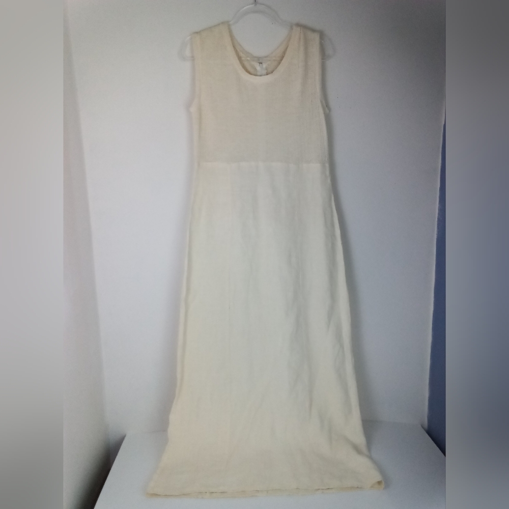 Natural Hemp Linen Maxi Sundress Neutral Ecru Size 12 NWOT